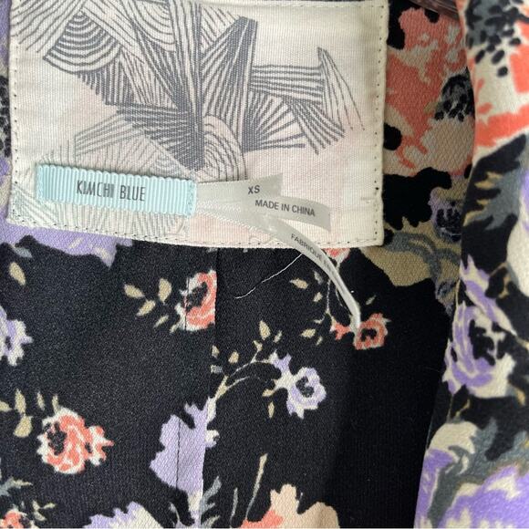 Kimchi Blue black purple floral open front lightweight blazer jacket XS - Picture 5 of 7